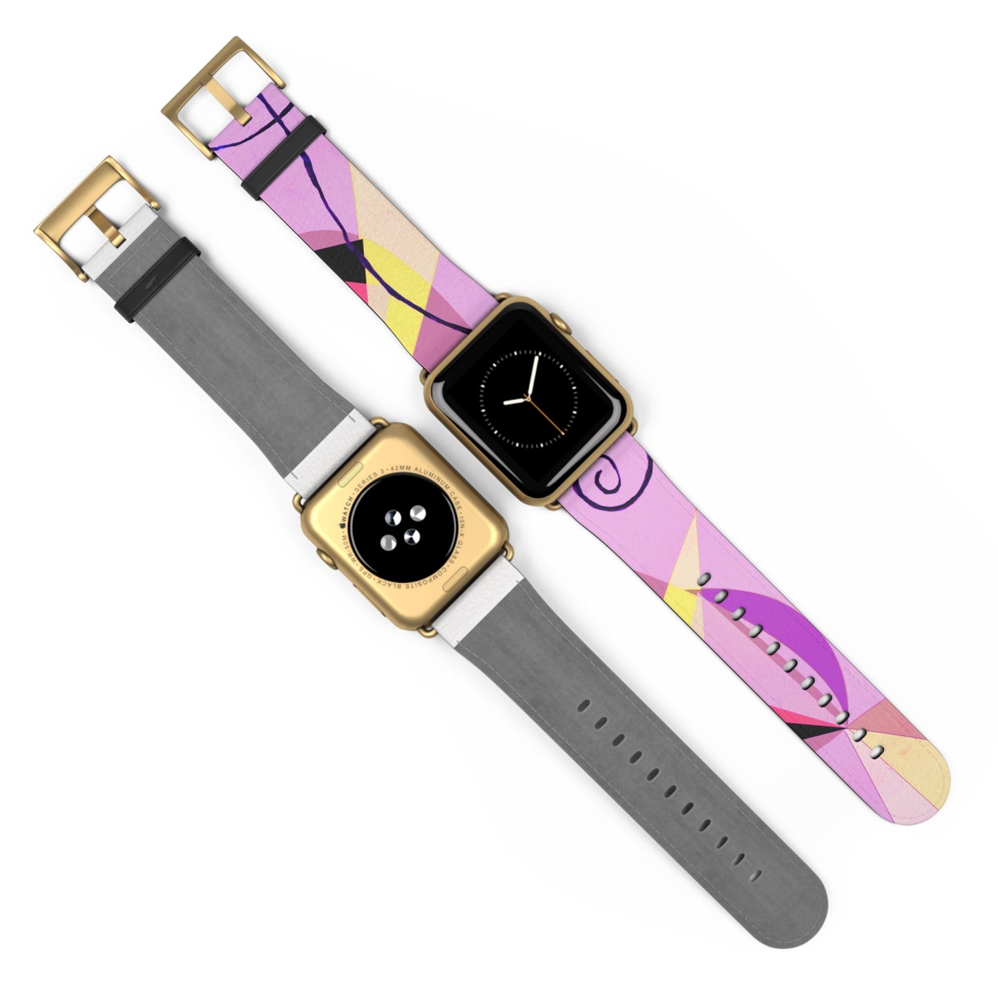 Abstract Series, Fun Lilac and Yellow tone faux leather Watch Band by artist Marie Frederique