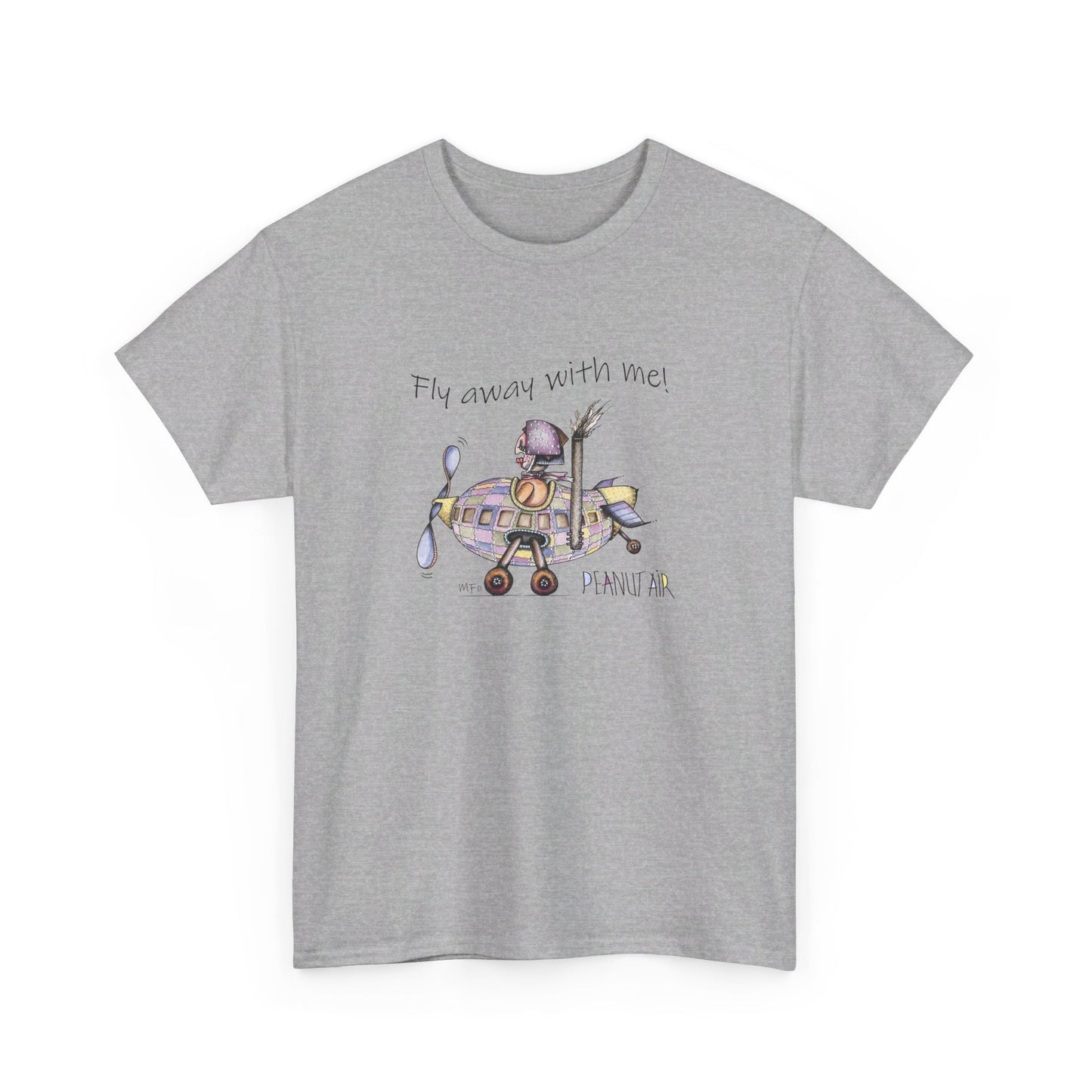 PEANUT AIR, "Fly away with me!" Unisex Heavy Cotton Tee by artist Marie Frederique (S - 5XL)