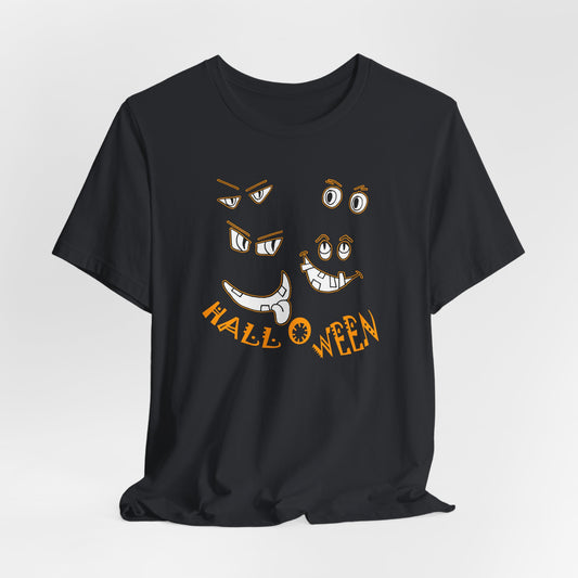 Halloween faces - Unisex Jersey Short Sleeve Tee by artist Marie Frederique