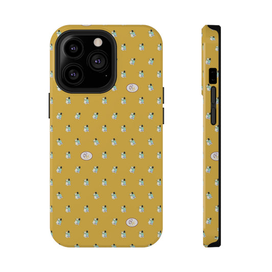 CTS Gold - repeat pattern boy and dog, Impact-Resistant Phone Cases by artist Marie Frederique