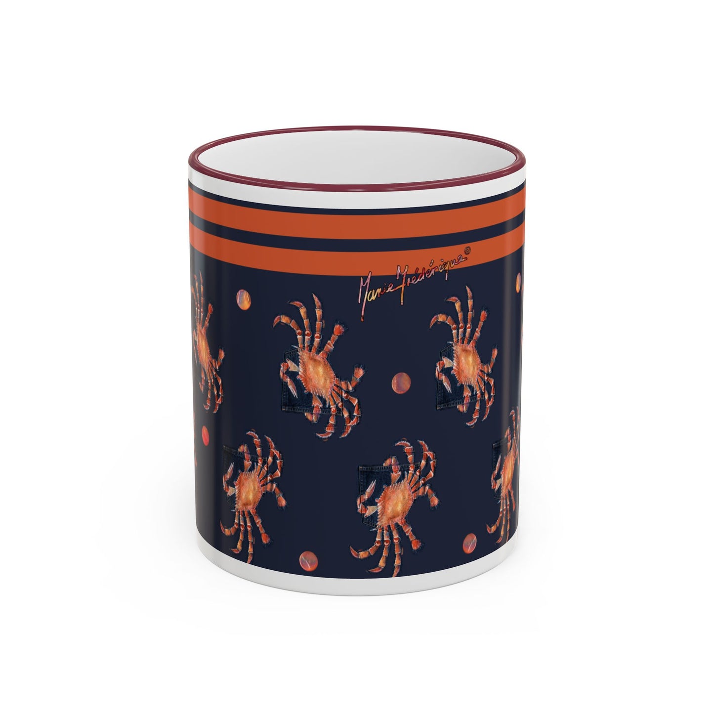 Cancer Zodiac Mug — Crab Accent Rim & Handle Coffee Cup (11oz/15oz) by artist Marie Frederique