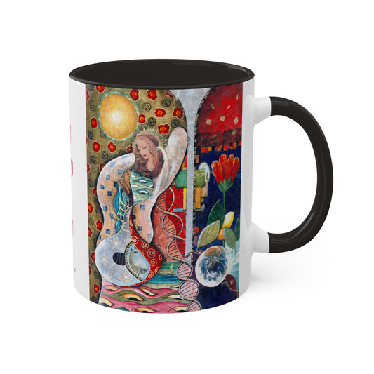 Mother Mary - Colorful Mug in 5 colors, Red Black, Light green, Blue and Pink 11oz By Artist Marie Frederique