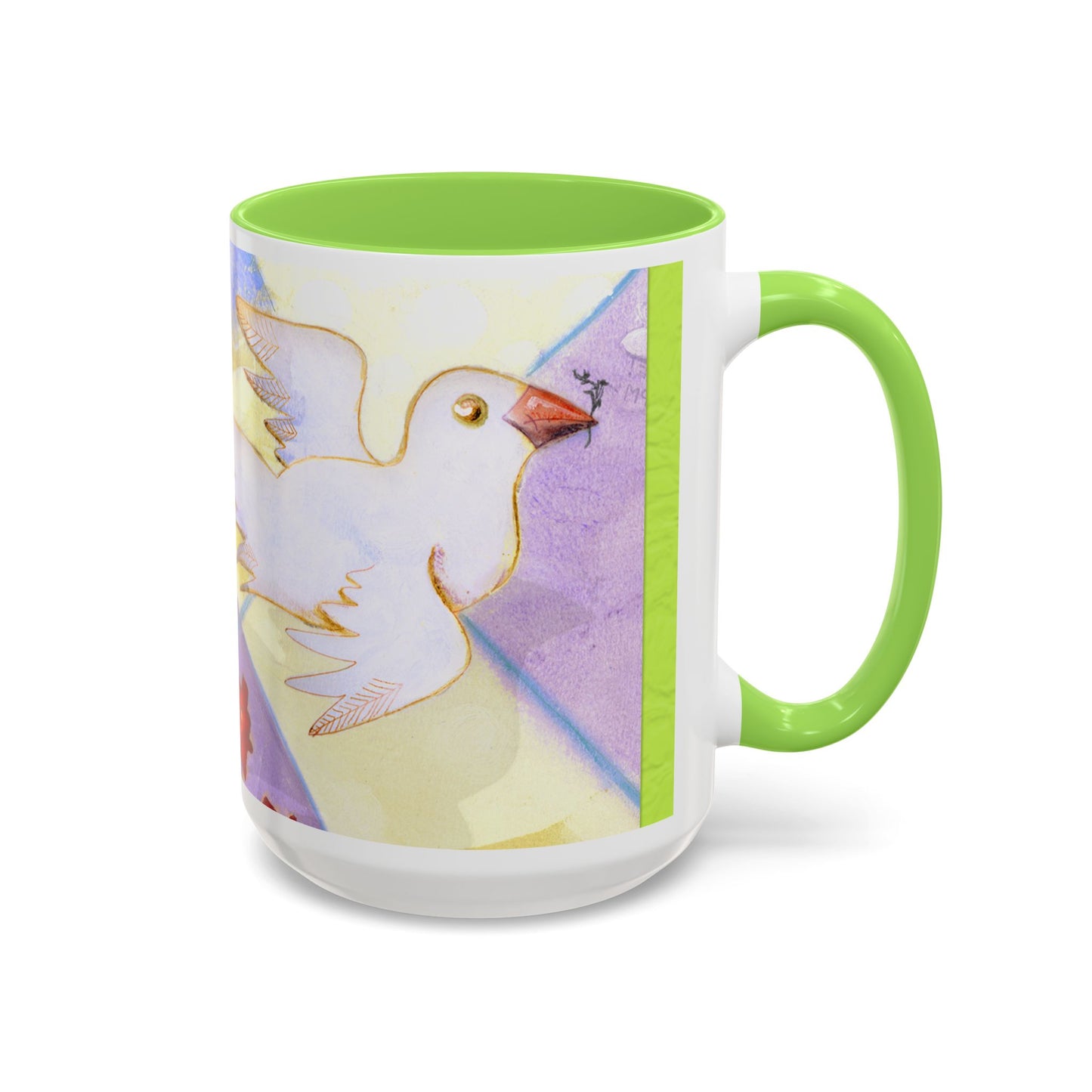 Colorful Dove, Peace offering - Colorful Mug by artist Marie Frederique