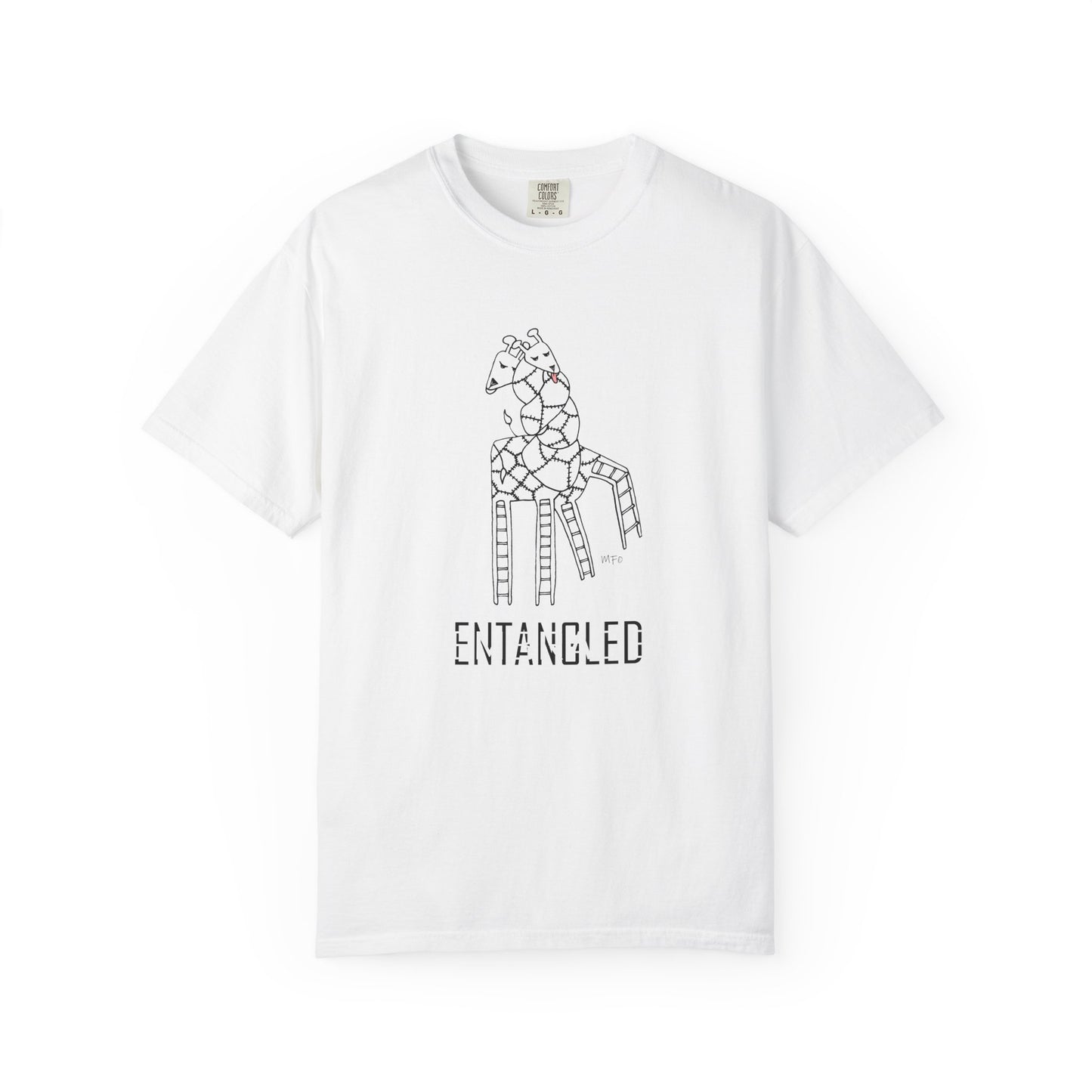 Entangled Embrace Giraffe T-shirt by artist Marie Frederique