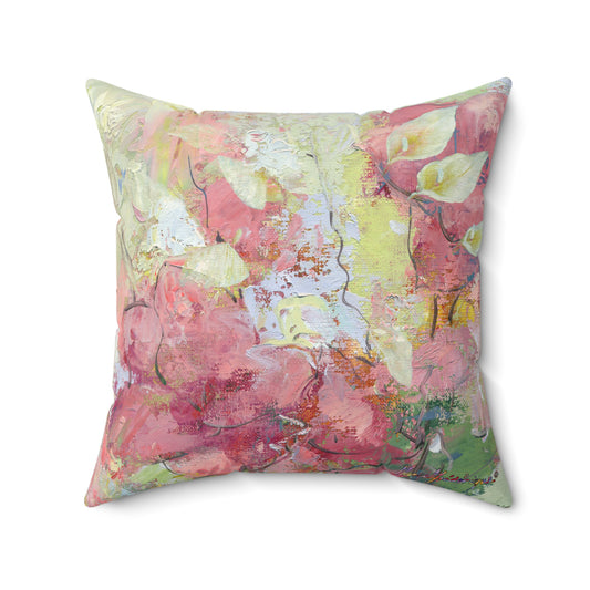 Abstract Floral 2, Faux Suede Pillow by artist Marie Frederique