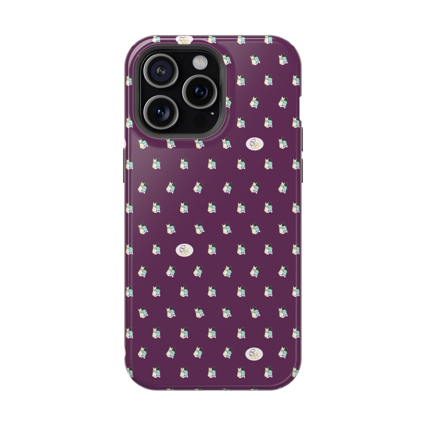 CTS Purple - repeat pattern boy and dog, Impact-Resistant Phone Cases by artist Marie Frederique