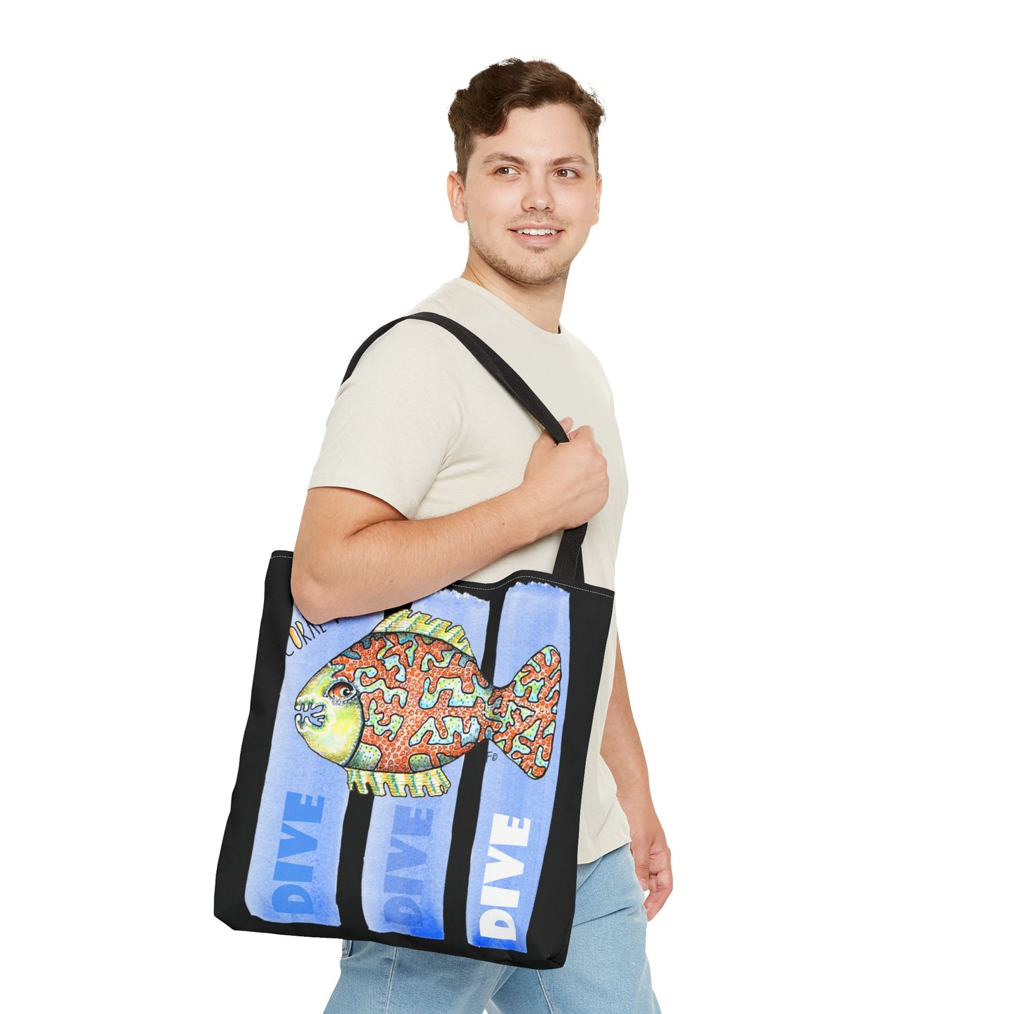 Scuba Dive Fish Tote Bag by artist Marie Frederique
