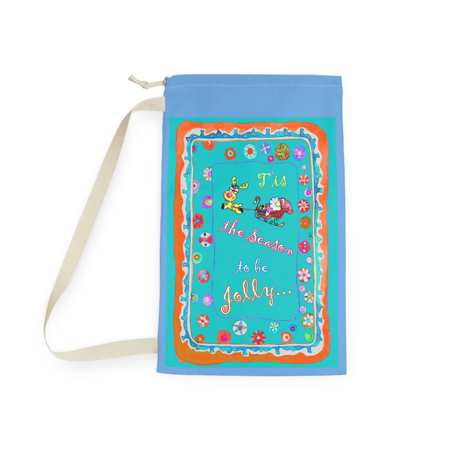 Tis the Season to Be Jolly - Festive Holiday Sack by artist Marie Frederique