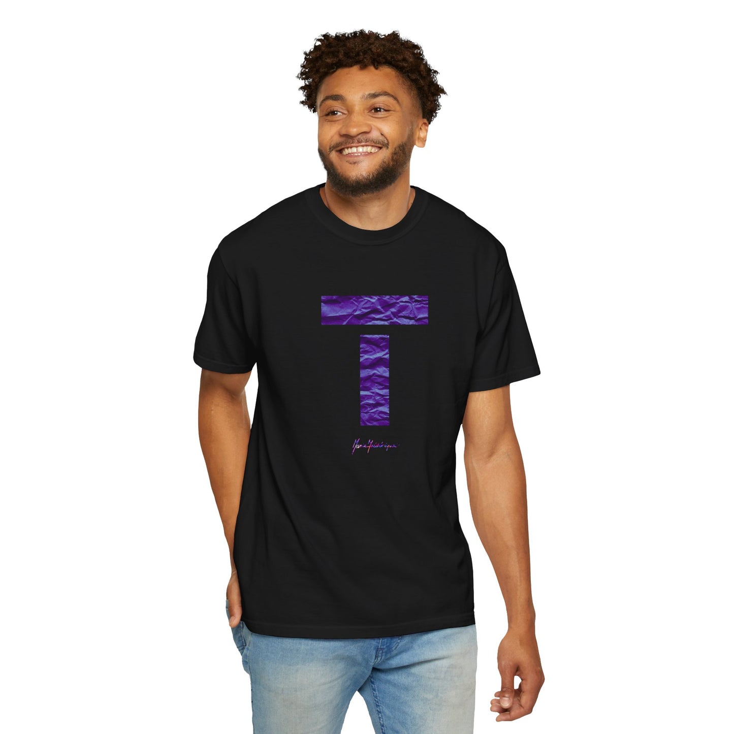 T symbol in violet, Star energy Unisex Garment-Dyed T-shirt by artist Marie Frederique