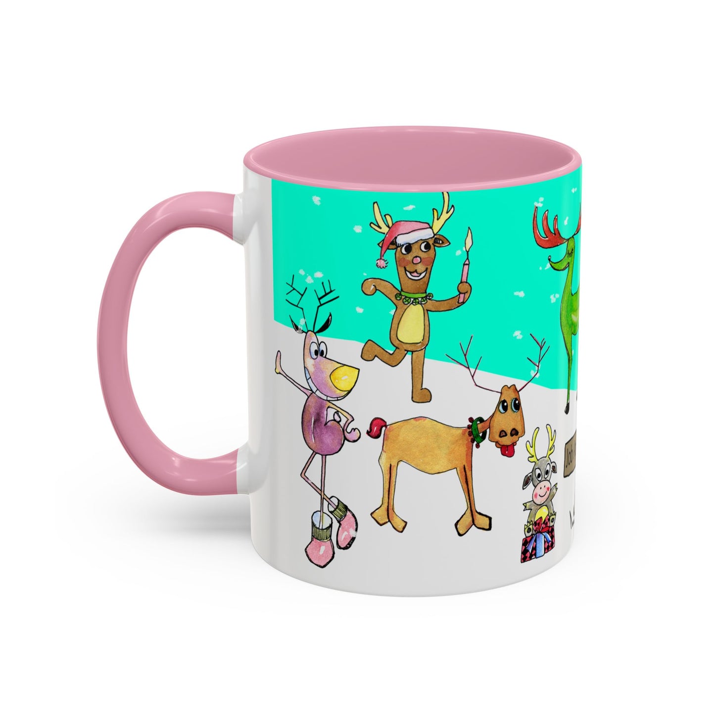 Santa's Job application line up, Christmas Mug, by artist Marie Frederique