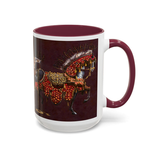 Horse in ceremonial dress, History and Art lovers- Colorful Mug by Artist Marie Frederique
