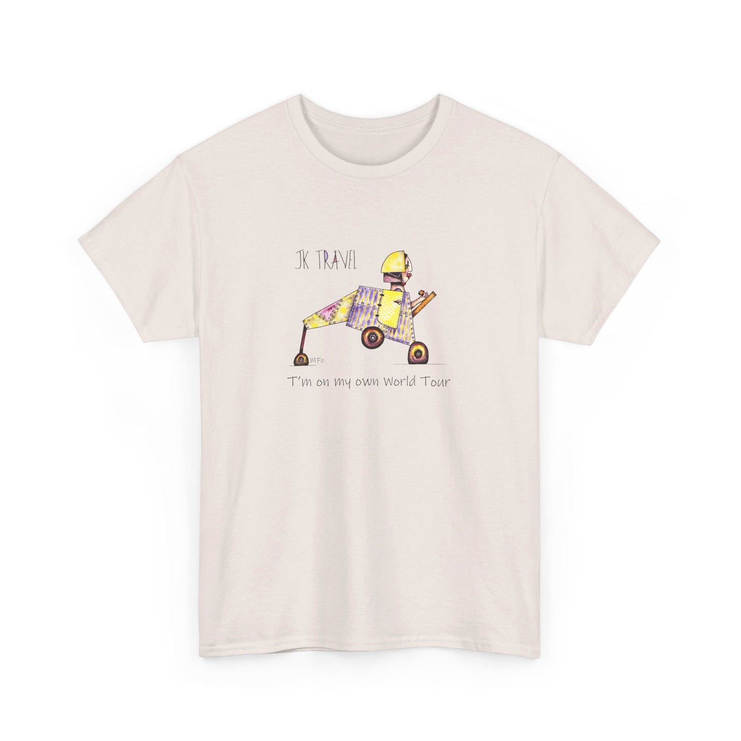 JK TRAVEL, I'm on my own World Tour! - Unisex Heavy Cotton Tee by Marie Frederique art in 6 colors (S - 5XL)