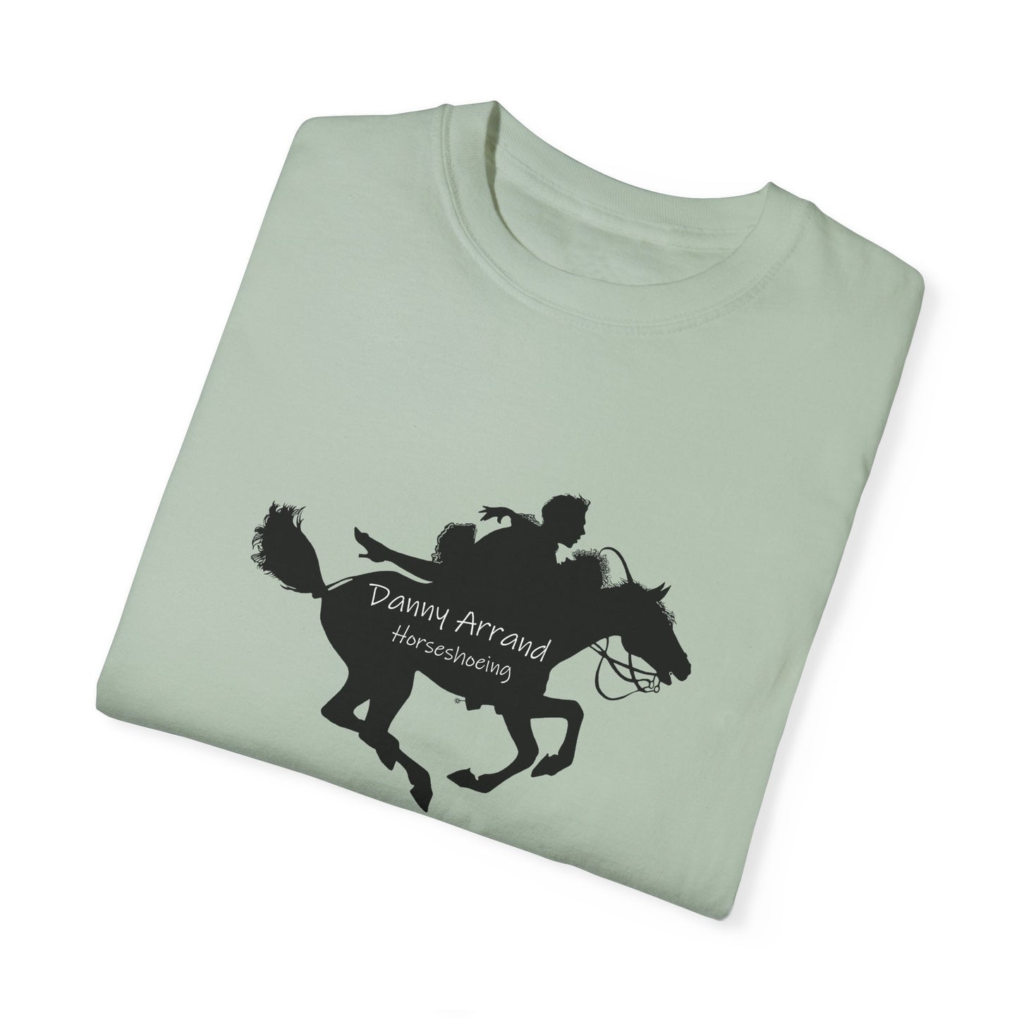 Equestrian Adventure, Runaway couple on a pony - Unisex Garment-Dyed T-Shirt - USA Flag Danny Arrand