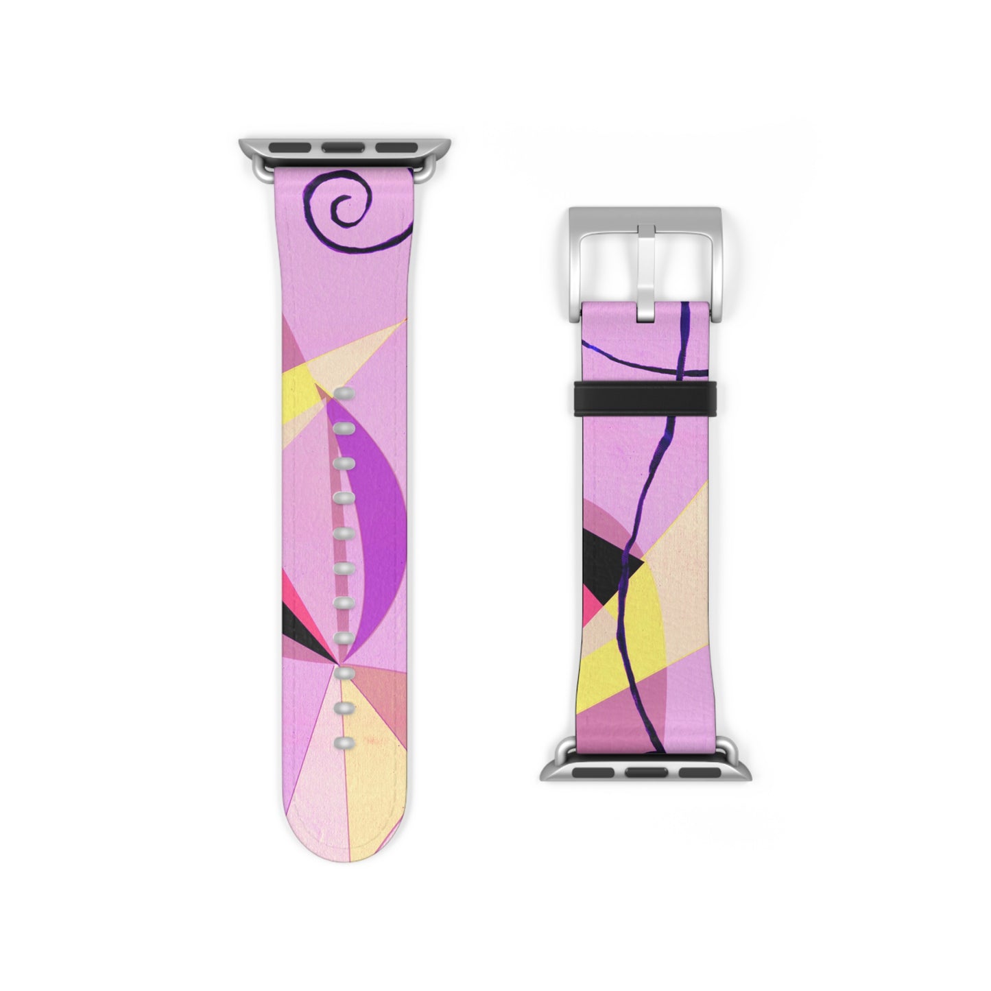 Abstract Series, Fun Lilac and Yellow tone faux leather Watch Band by artist Marie Frederique