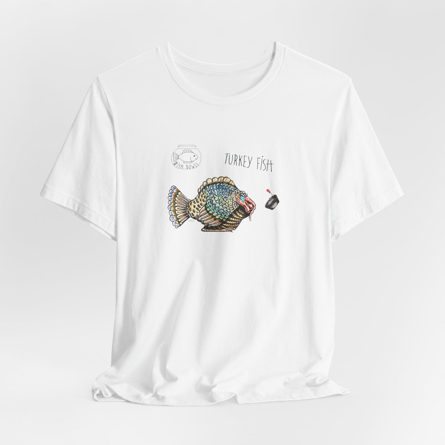 FISHBOWL, Turkey Fish - Unisex Jersey Short Sleeve Tee by artist Marie Frederique Express Delivery available