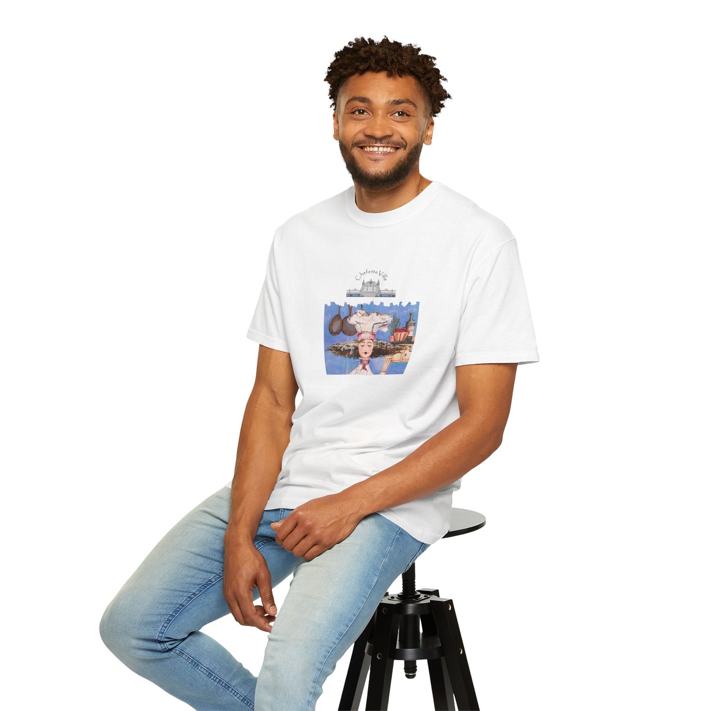Crepes Suzette, French Collage T-Shirt - Chefetteville ‘La Petite Vie’ Artistic Graphic Tee by artist Marie Frederique