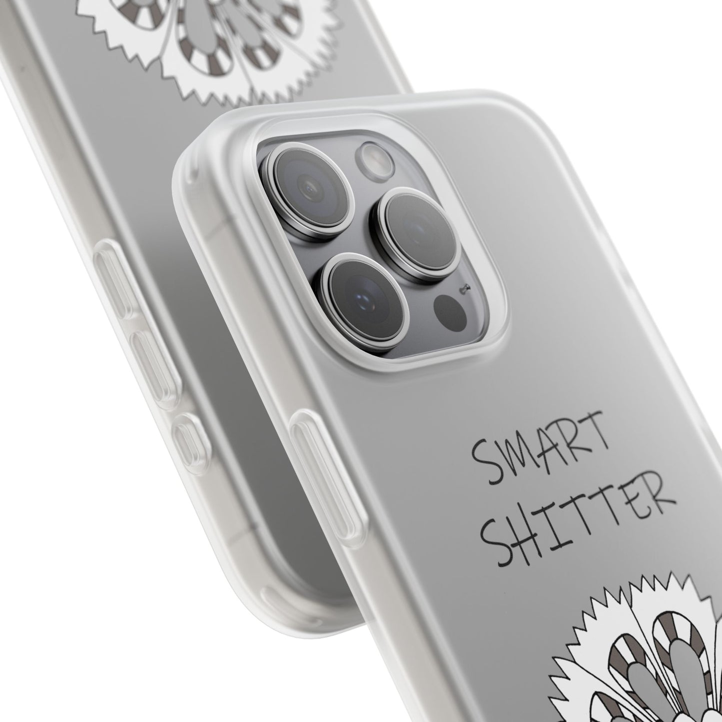 SMART SHITTER, with a Mandala Flower in black and white, Adult Humor phone case - Flexi Cases by artist Marie Frederique