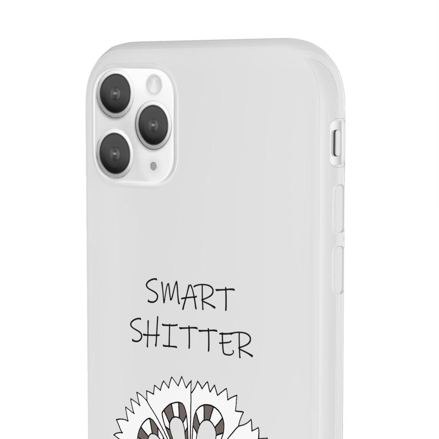 SMART SHITTER, with a Mandala Flower in black and white, Adult Humor phone case - Flexi Cases by artist Marie Frederique