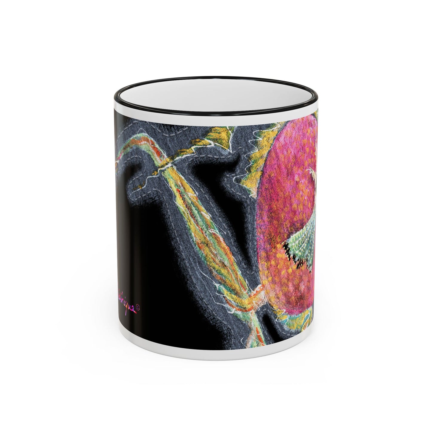 Rose fish Accent Rim Mug – Artistic Aquarium Coffee Cup (11oz & 15oz) by artist Marie Frederique