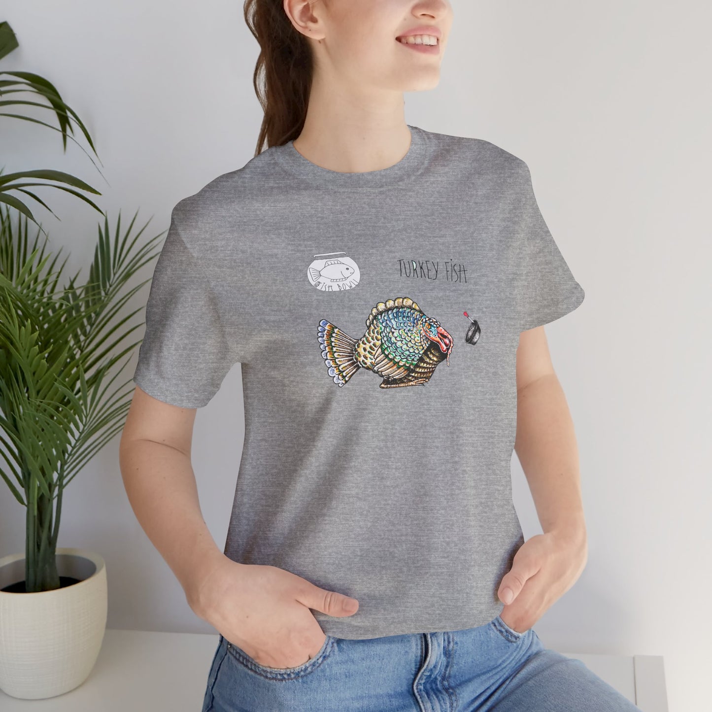 FISHBOWL, Turkey Fish - Unisex Jersey Short Sleeve Tee by artist Marie Frederique Express Delivery available