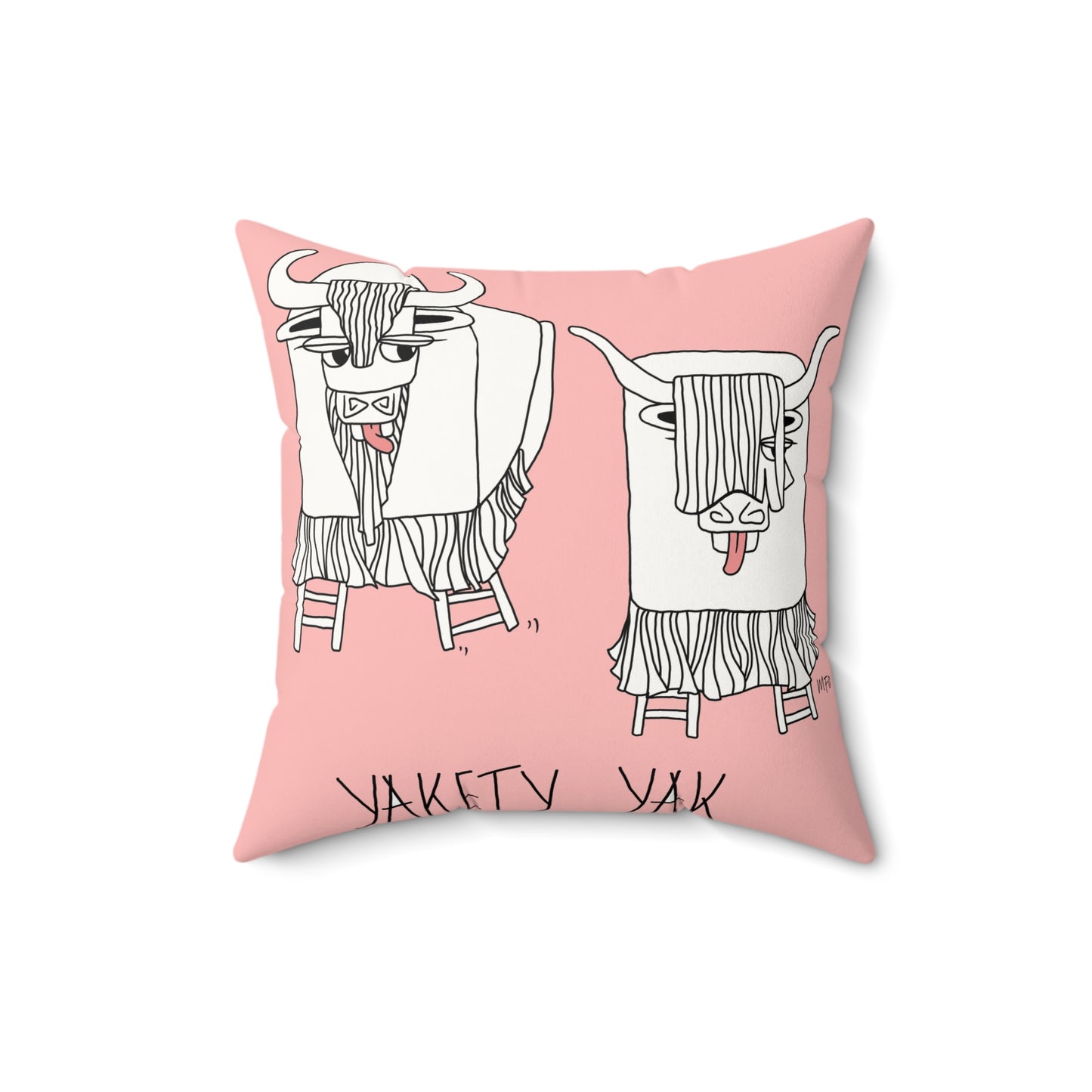 Whimsical Yak Decor Pillow - Faux Suede Square Cushion for Cozy Spaces by artist Marie Frederique