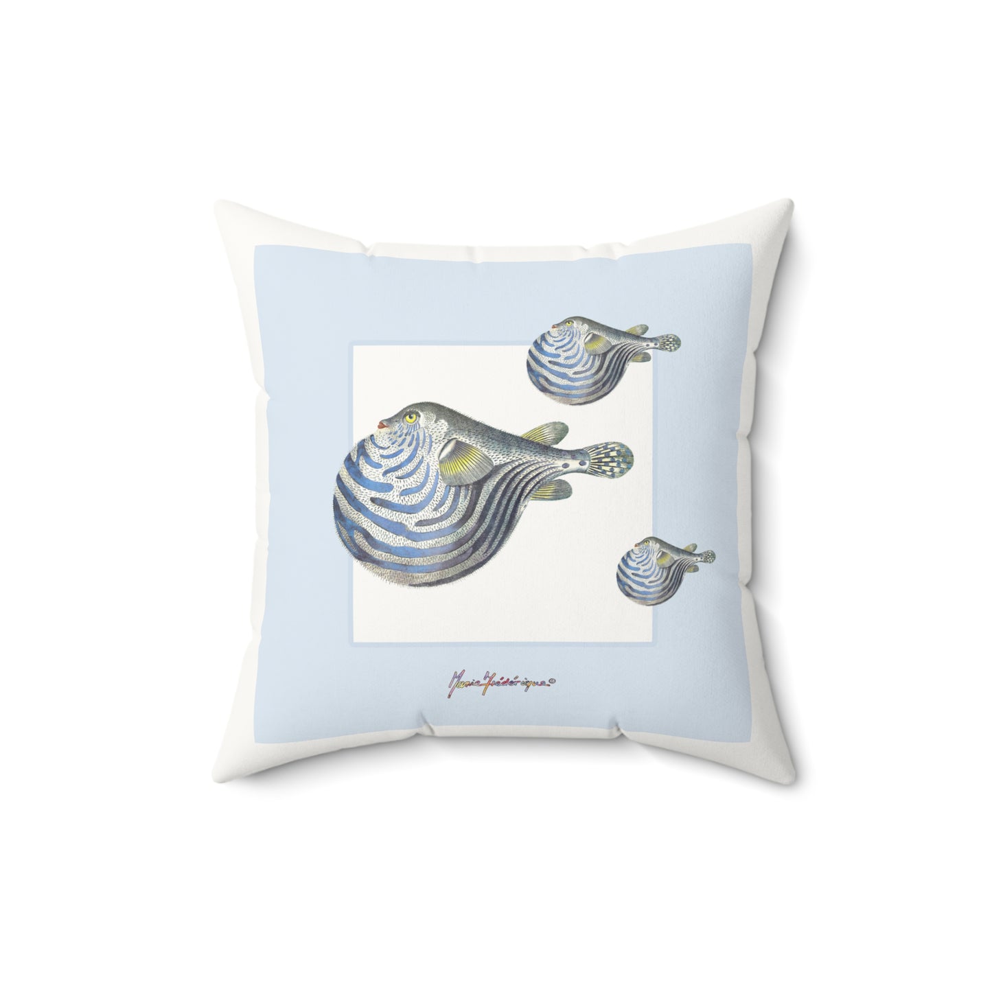 Coastal Fish Art Pillow by artist Marie Frederique