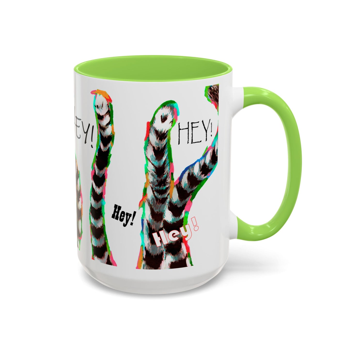 Lemurs from Madagascar scrambling to say "Hey!" - Colorful Mug by Artist Marie Frederique