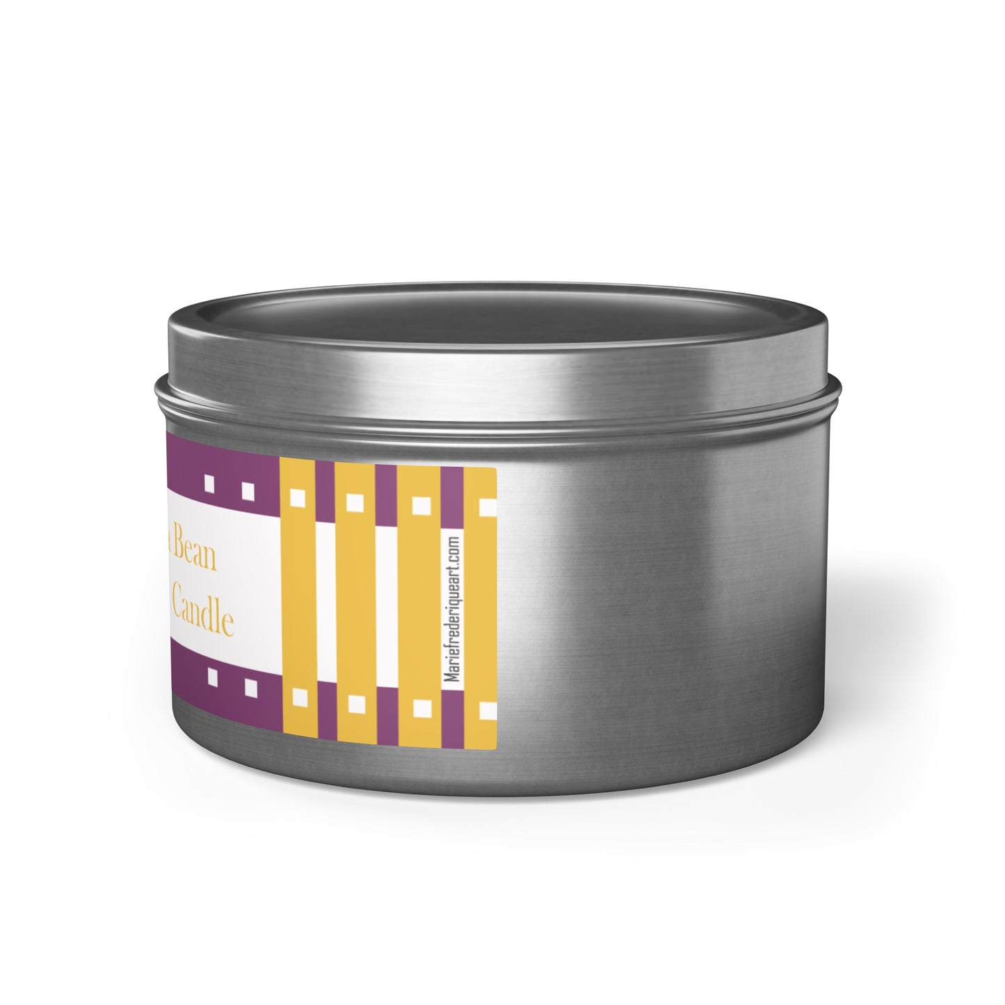 CTS #11 Candle Collection "Vanilla Bean" Scented Coconut Soy Wax Candle in a metal tin. 4 oz or 8 oz, 3 tin colors silver, black or gold