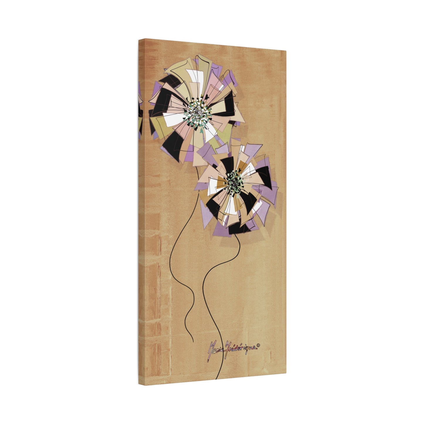 Floral Pinwheel Vertical Wall Canvas by artist Marie Frederique
