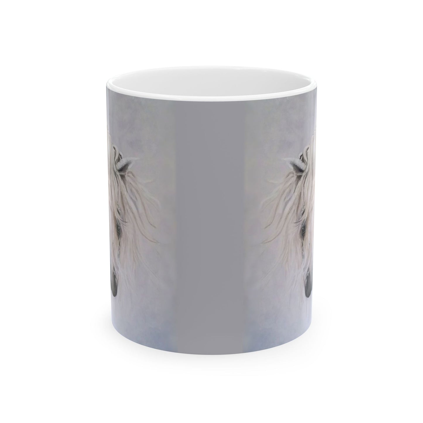 CTS White Horse with mane 2, Ceramic Mug, 11oz by Artist Marie Frederique