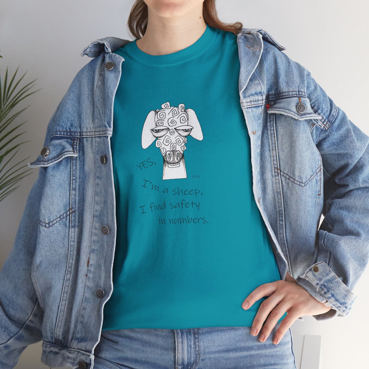 Sheep Lovers - Safety in Numbers. Unisex Heavy Cotton Tee by artist Marie Frederique