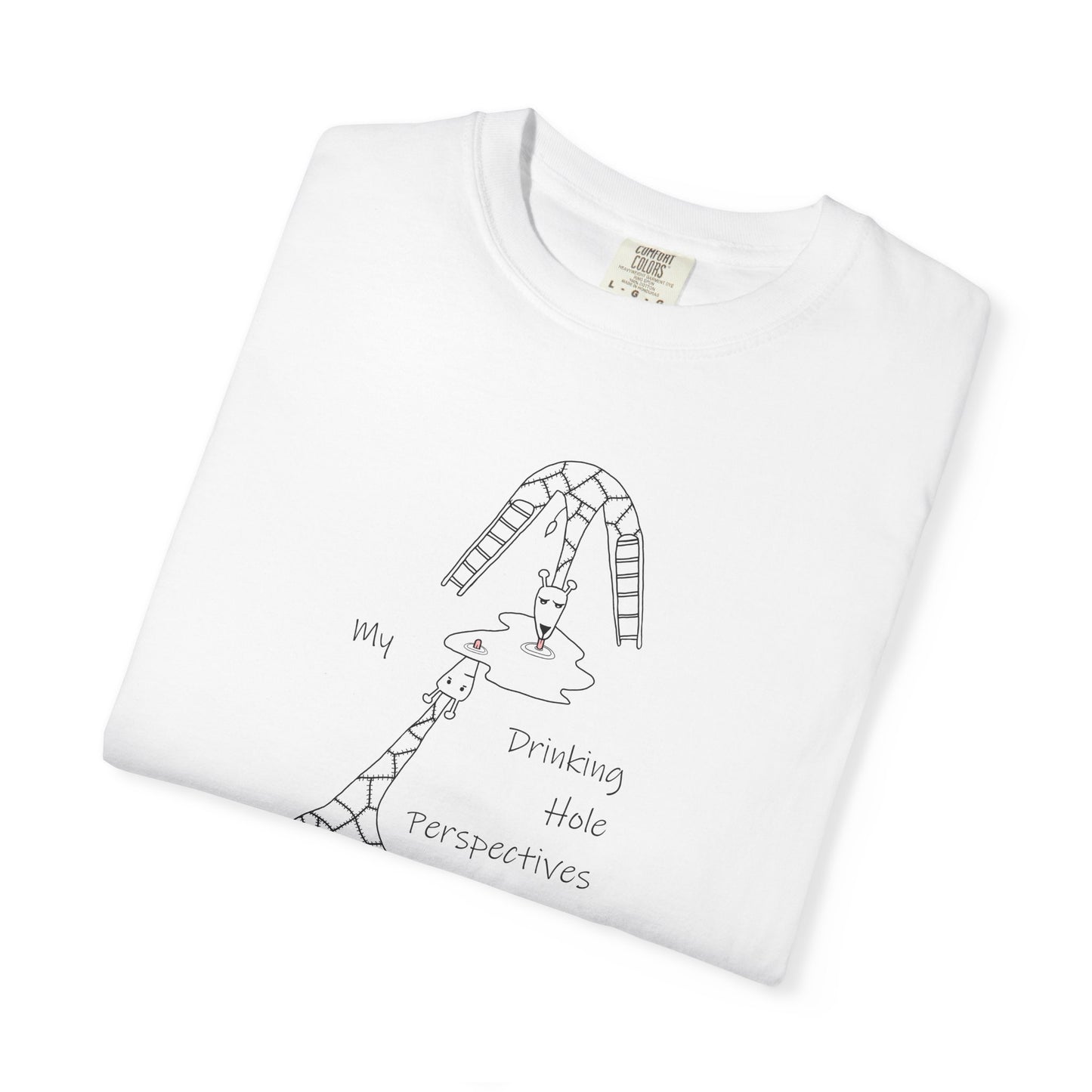 Giraffe T-shirt "My Drinking Hole Perspectives" - by artist Marie Frederique