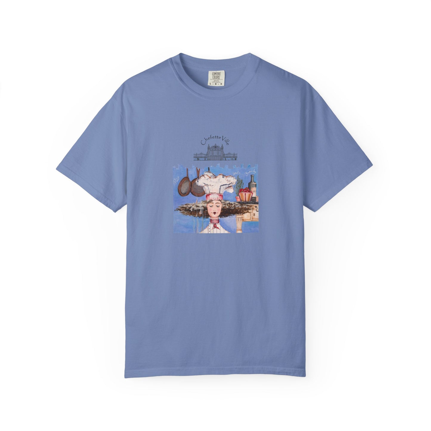 Crepes Suzette, French Collage T-Shirt - Chefetteville ‘La Petite Vie’ Artistic Graphic Tee by artist Marie Frederique