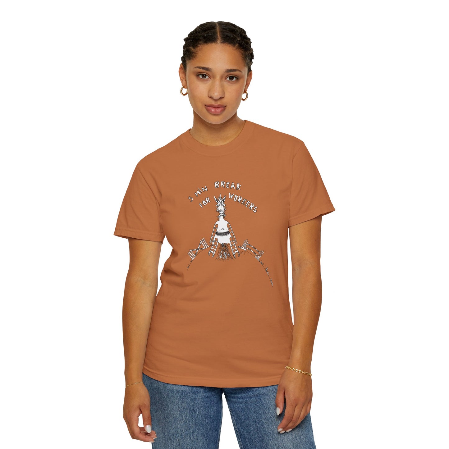 CTS - 5 MIN BREAK FOR WORKERS, Unisex Garment-Dyed T-shirt by artist Marie Frederique