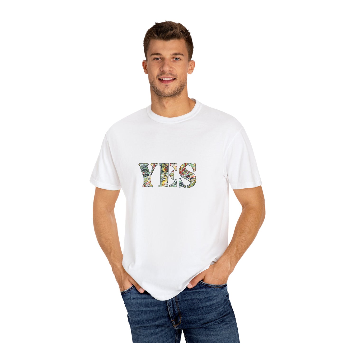 YES, Abstract Expressionist - Unisex Garment-Dyed T-shirt by artist Marie Frederique