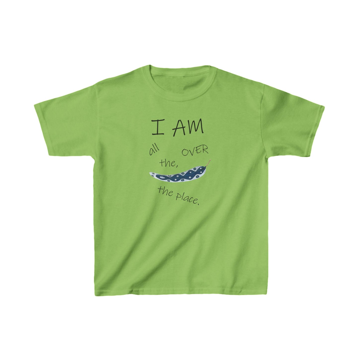 Painted Leaf "I AM all over the place" Kids Heavy Cotton™ Tee by artist Marie Frederique