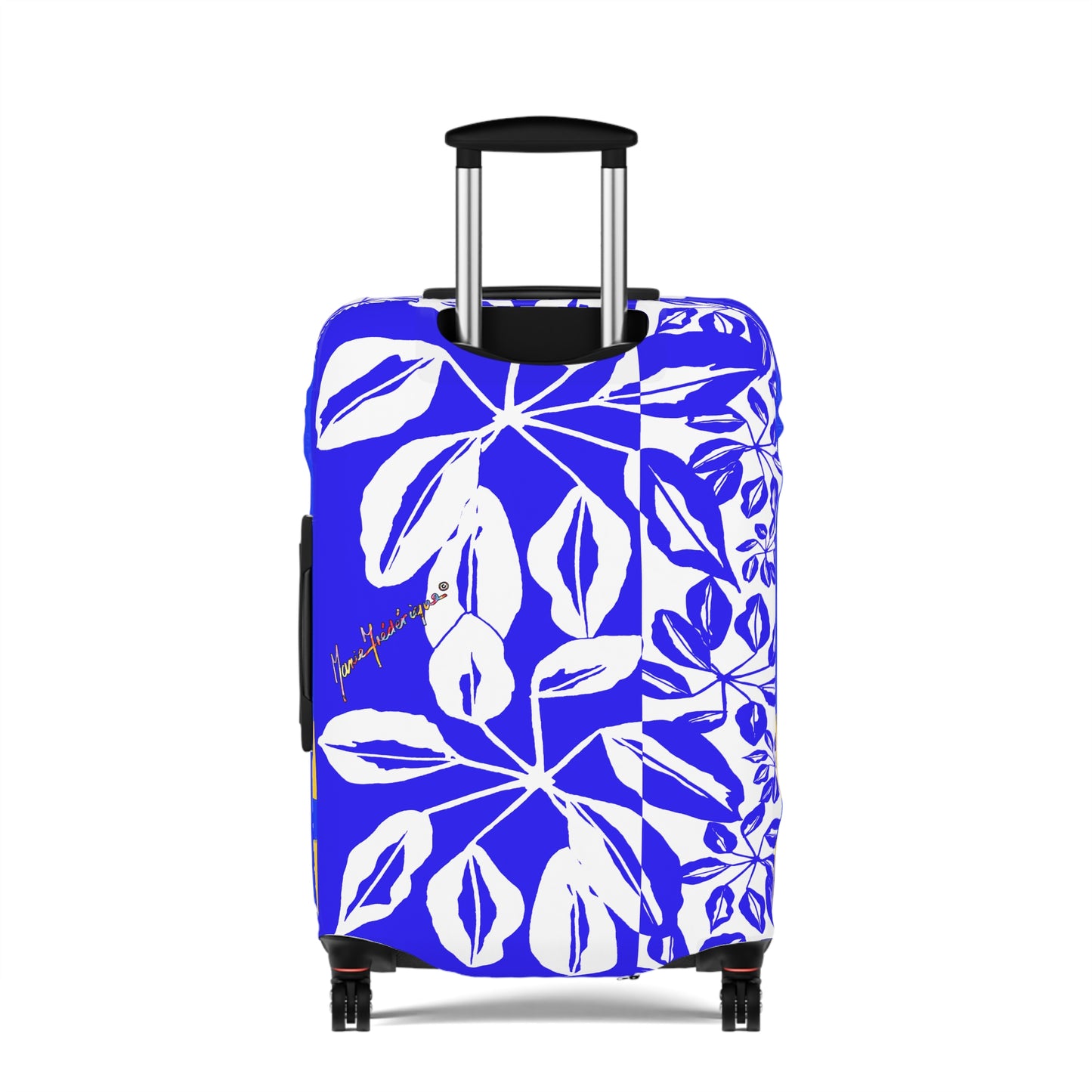 Luggage Cover, Tropical Leaves Blue and white - Luggage Cover by artist Marie Frederique