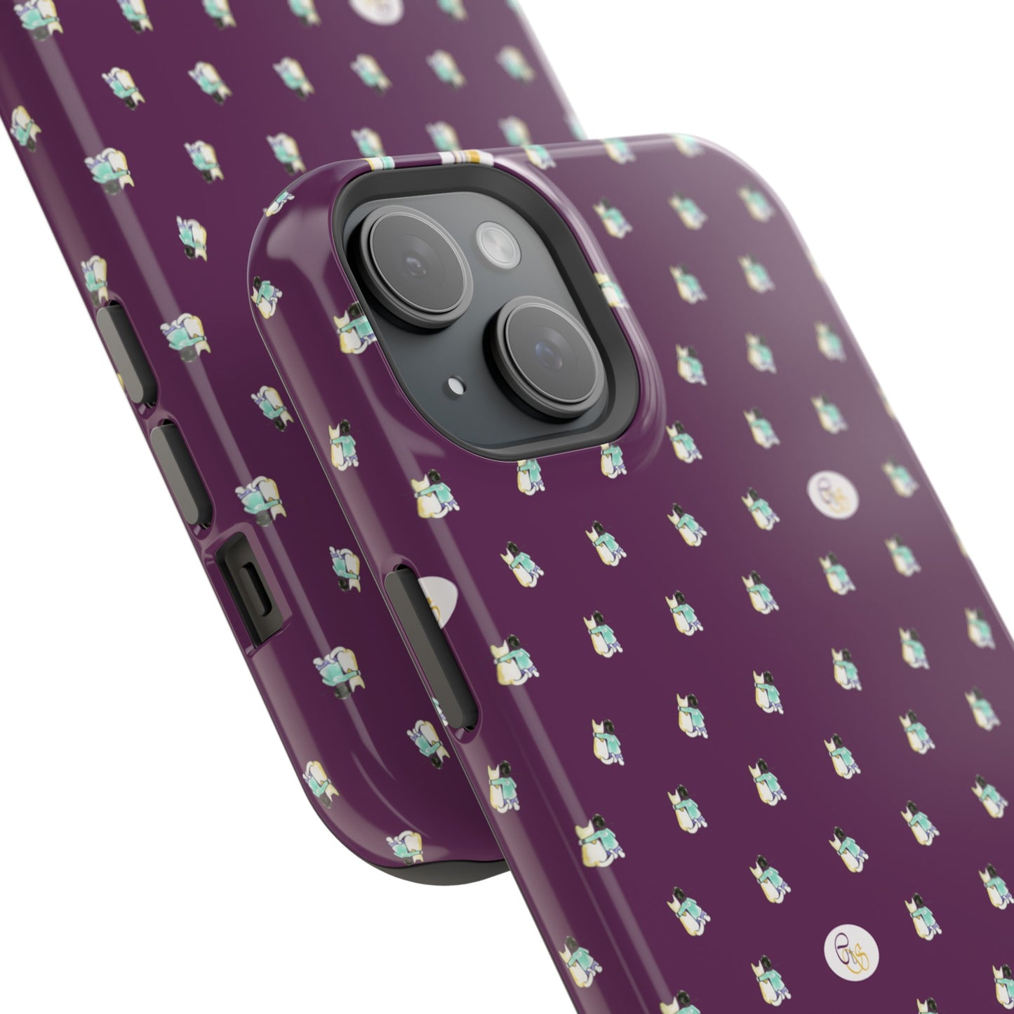 CTS Purple - repeat pattern boy and dog, Impact-Resistant Phone Cases by artist Marie Frederique