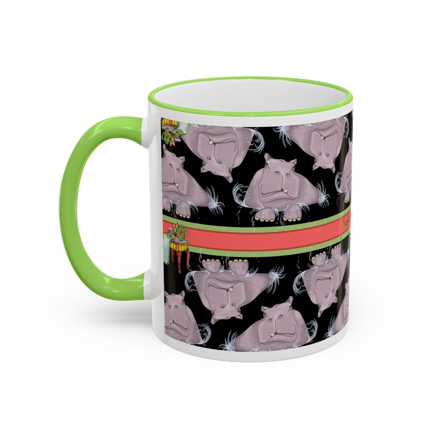 Hippo Repeat Design Gift Mug (11oz/15oz) by artist Marie Frederique