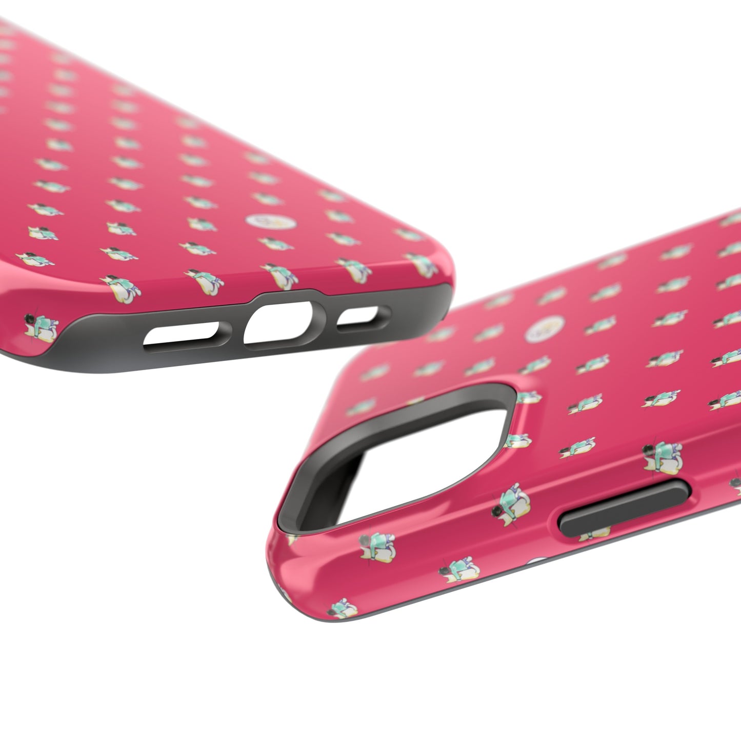 CTS Pink - repeat pattern boy and dog, Impact-Resistant Phone Cases by artist Marie Frederique