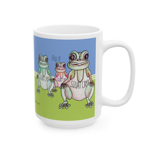 Squatters Camp, Frog Ceramic Camping Mug by artist Marie Frederique