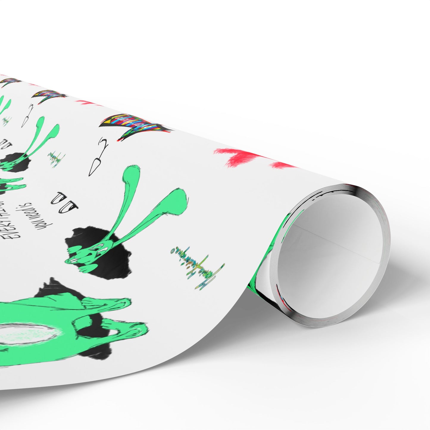 Wrapping Paper - Down the Rabbit hole Pattern with 'Everything You Need Is over there' Text by artist Marie Frederique