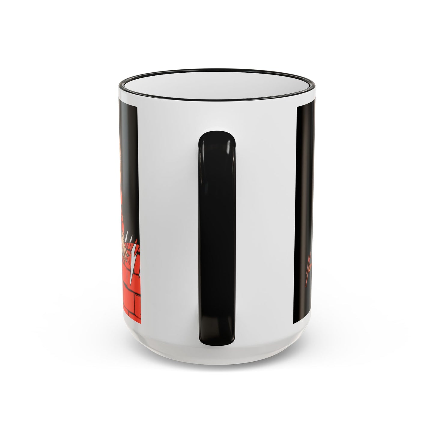 Humpty Jumpty Cartoon Accent Rim Mug — Satirical 'Wall' Design (11oz, 15oz) by artist Marie Frederique