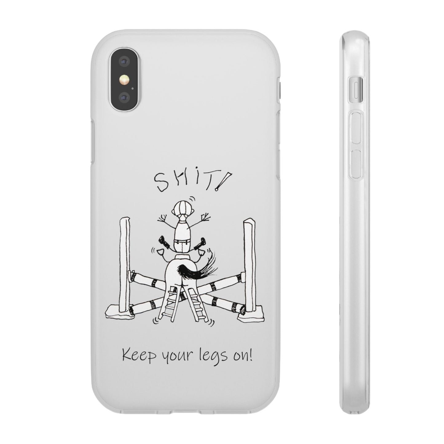 Equestrian Humor phone case - SHIT! "Keep your legs on!" Flexi Cases by artist Marie Frederique