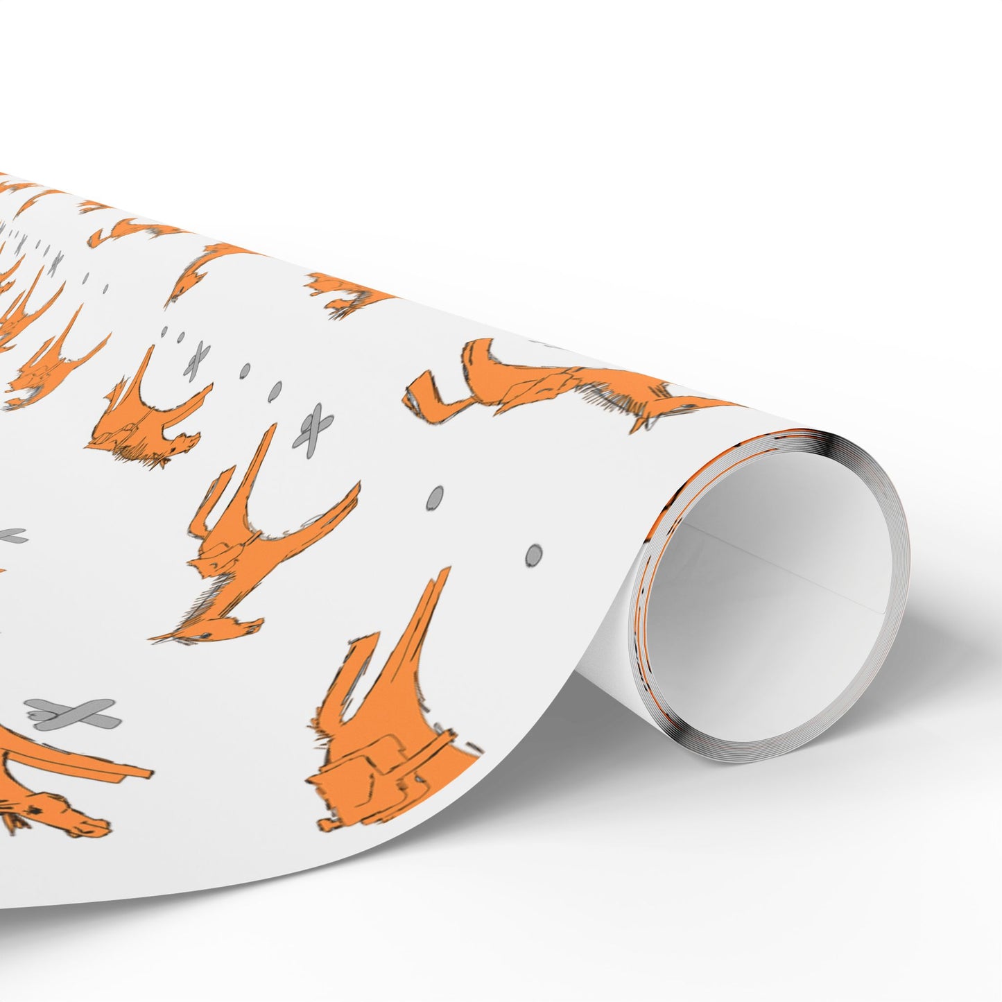 Horse Jumping Pattern Wrapping Paper – Orange Horses on White Gift Wrap (Holiday & Birthday) by artist Marie Frederique