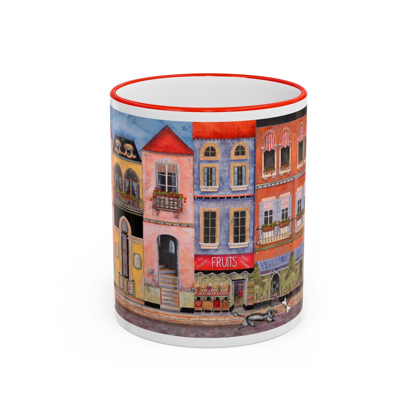Chefetteville, Street Café Mug (11oz/15oz) - European Village Art by artist Marie Frederique