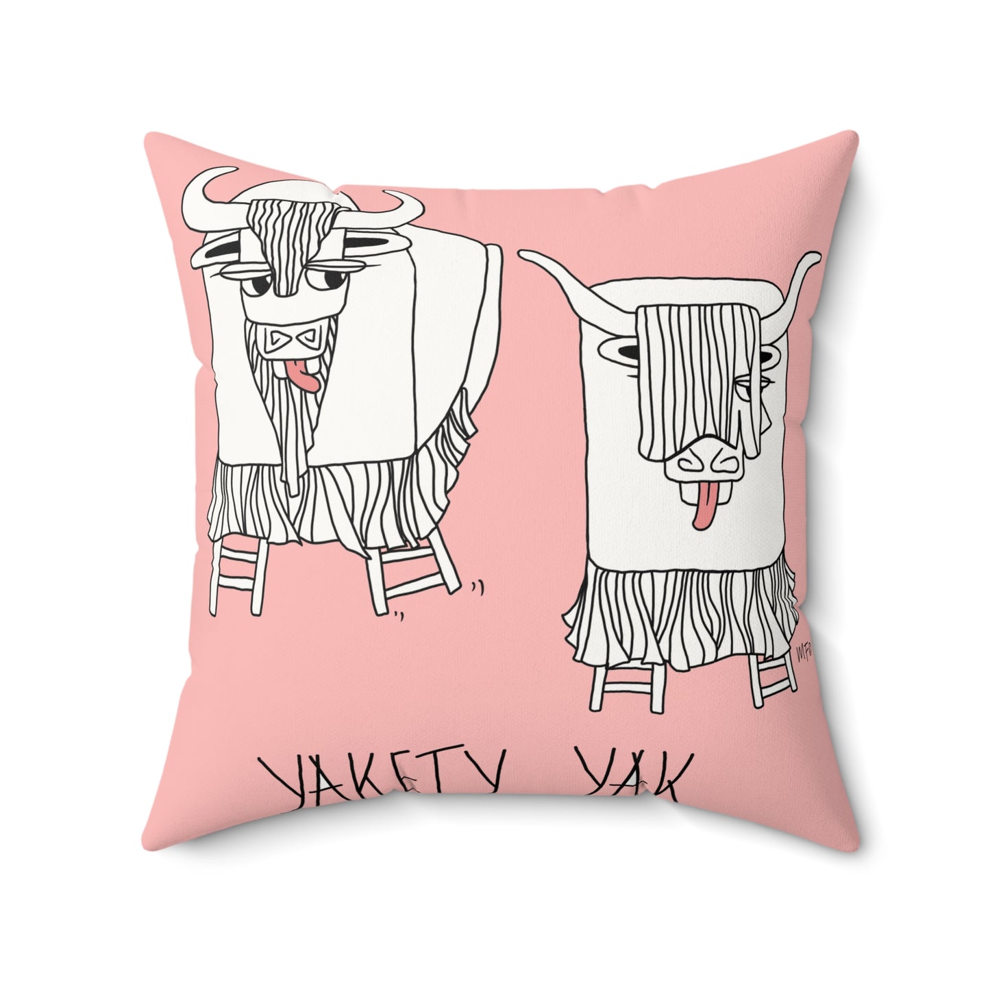 Whimsical Yak Decor Pillow - Faux Suede Square Cushion for Cozy Spaces by artist Marie Frederique