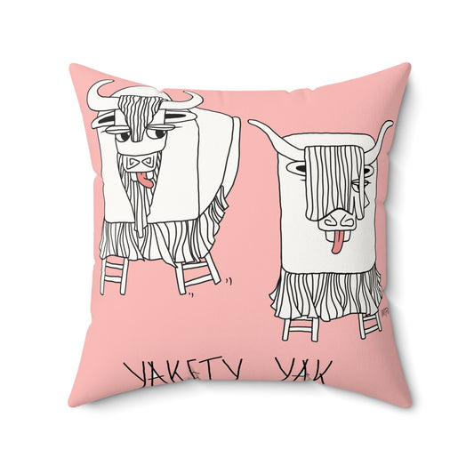 Whimsical Yak Decor Pillow - Faux Suede Square Cushion for Cozy Spaces by artist Marie Frederique