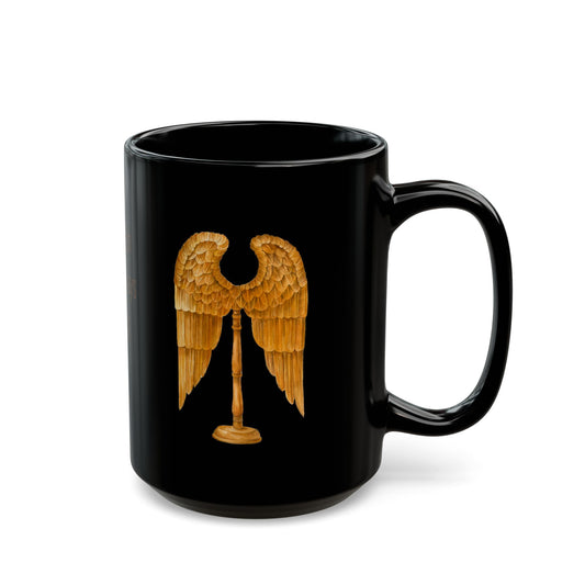 Guardian Angel - Gold wings on Black Mug by artist Marie Frederique