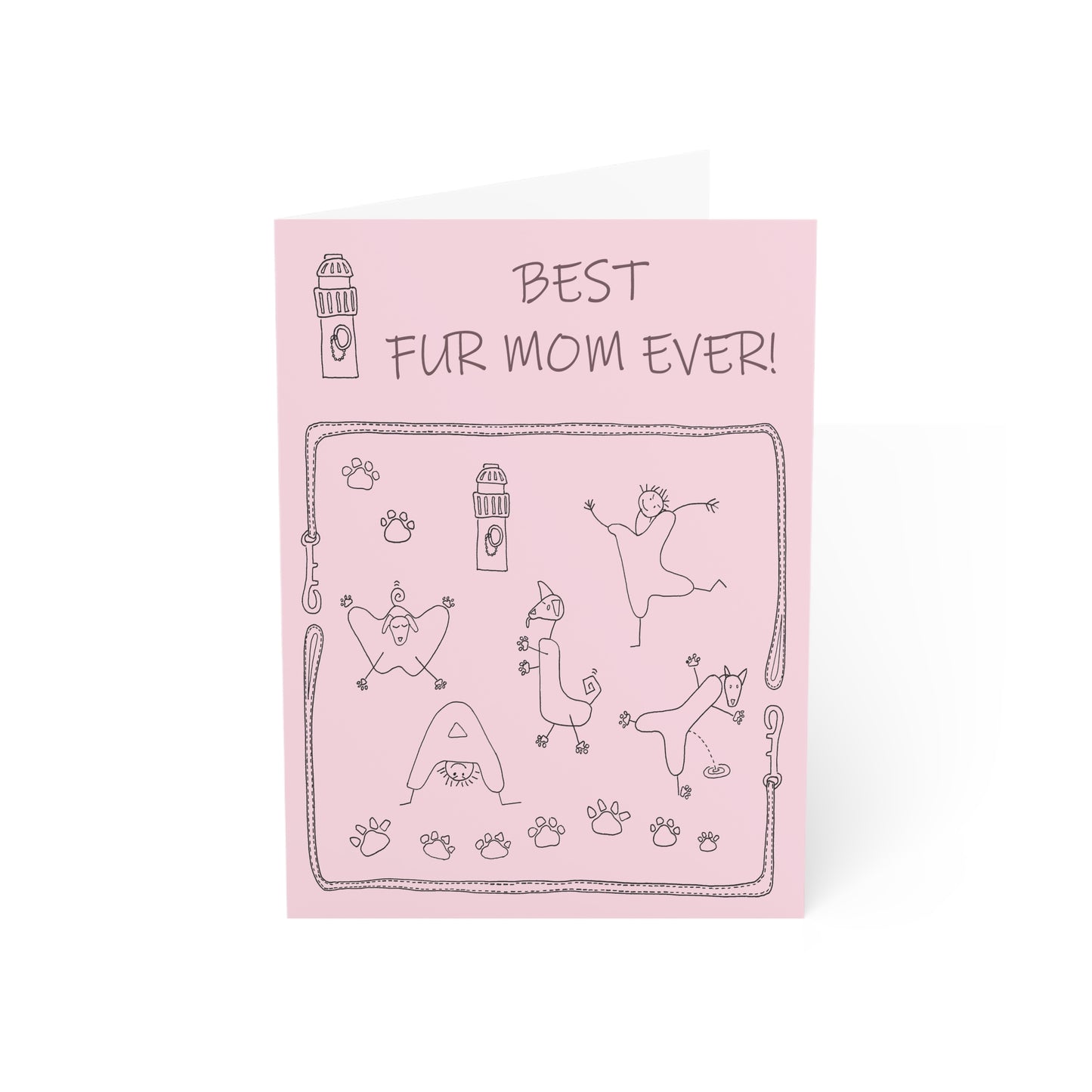 Dog lovers - "Walky" Pink Mother's Day card by Artist Marie Frederique